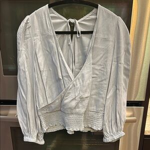 Hem‎ & Thread White Wrap Blouse with Tie Front